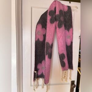 Floral Pink and Black Scarf